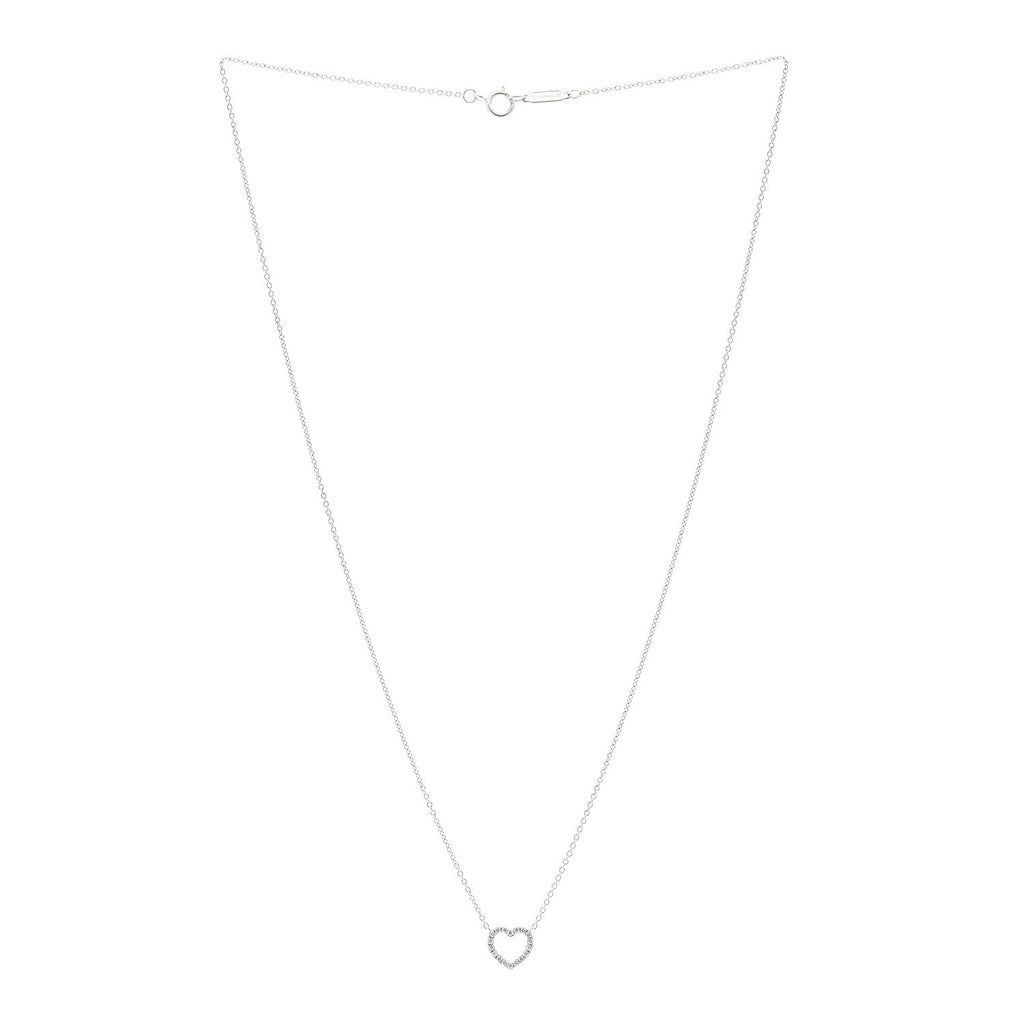18K White Gold Diamond Metro Heart Pendant Necklace