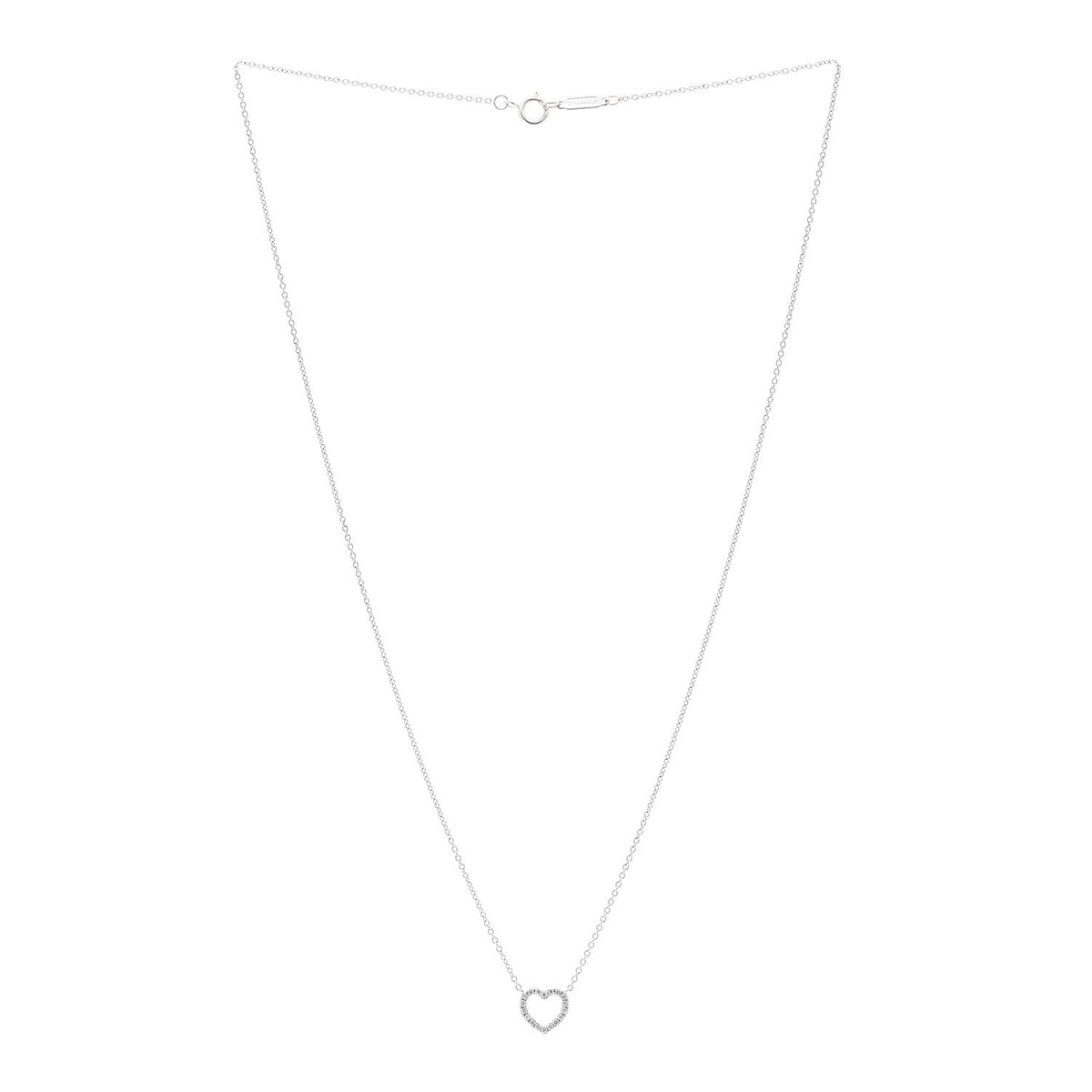 18K White Gold Diamond Metro Heart Pendant Necklace