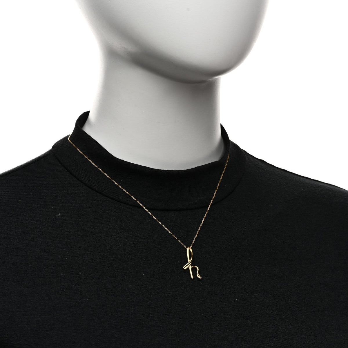 18K Yellow Gold Elsa Peretti Letter H Pendant Necklace