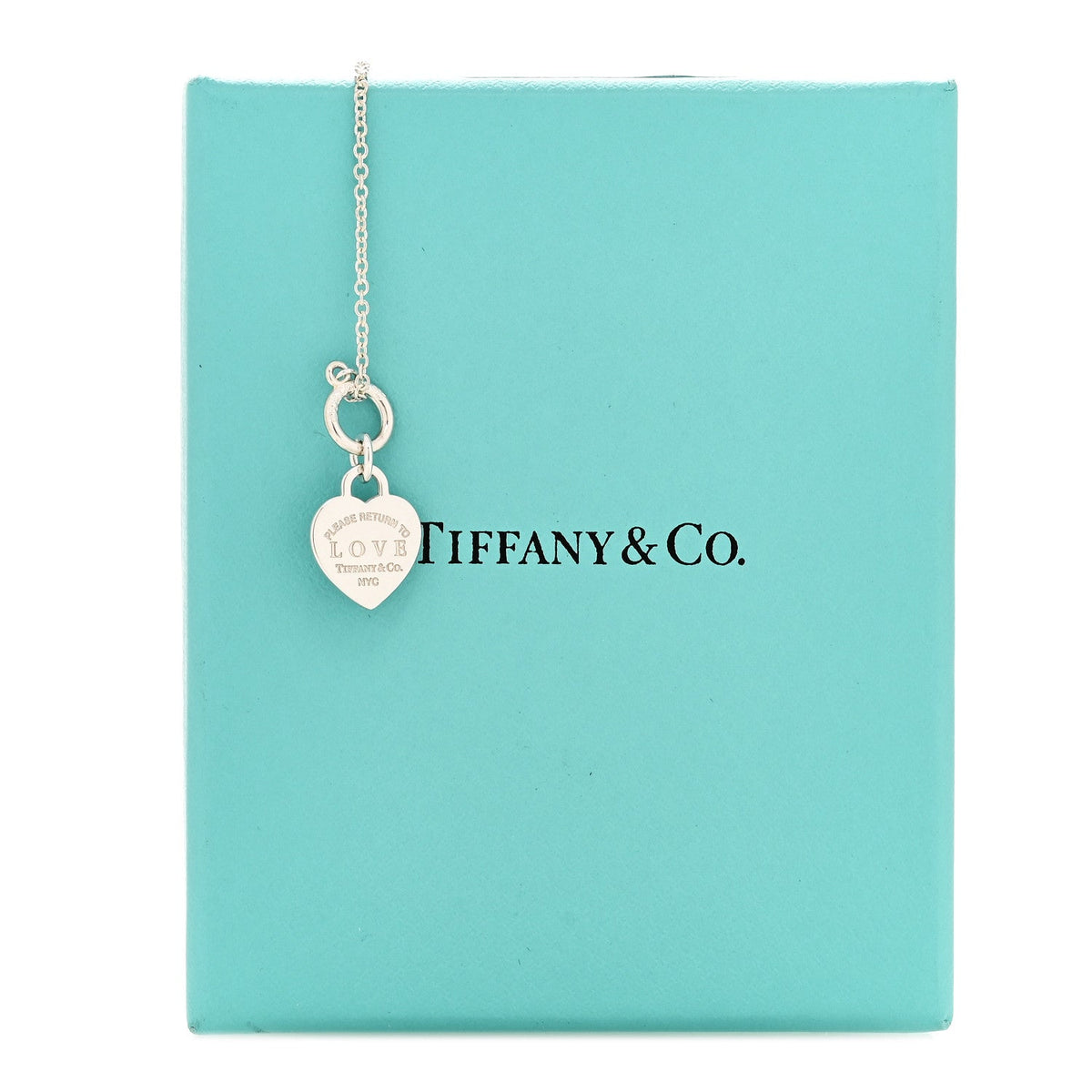 Sterling Silver Enamel Return to Tiffany Love Heart Tag Toggle Bracelet Blue