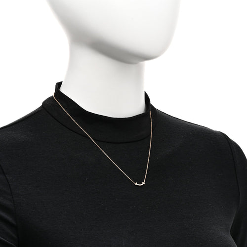 18K Rose Gold Diamond Mini T Smile Pendant Necklace