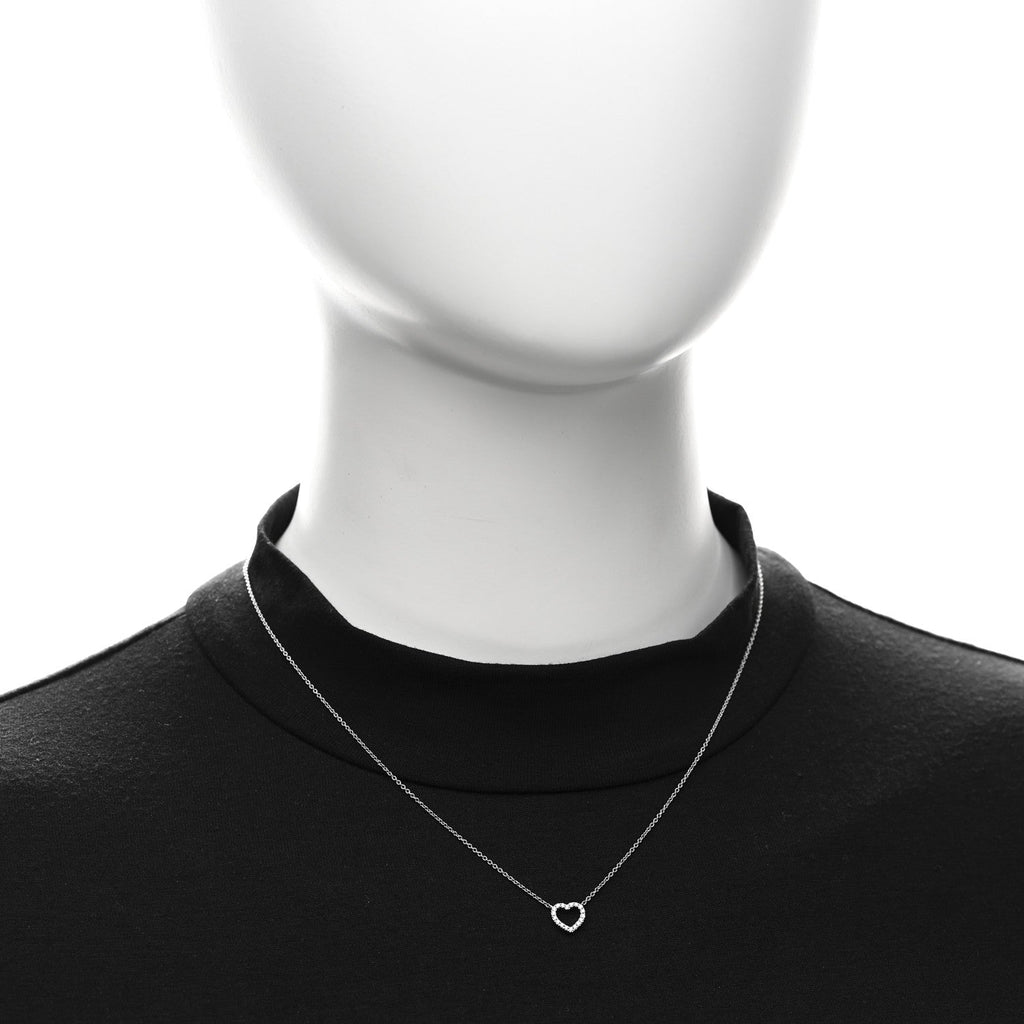 18K White Gold Diamond Metro Heart Pendant Necklace