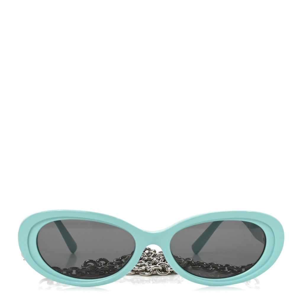 Acetate Return to Tiffany Oval Sunglasses TF 4221 Tiffany Blue Dark Gray
