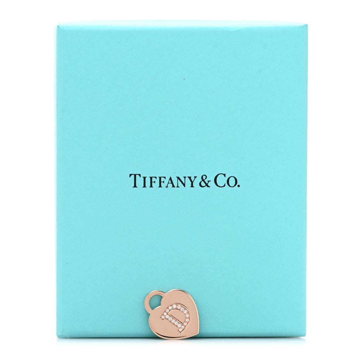 18K Rose Gold Diamond Tiffany Letter D Heart Tag Charm