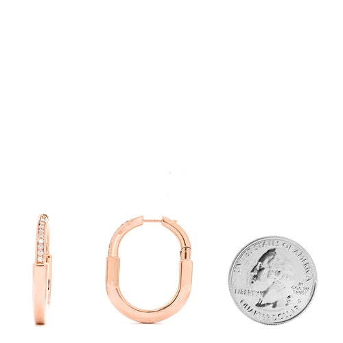 18K Rose Gold Diamond Medium Lock Earrings