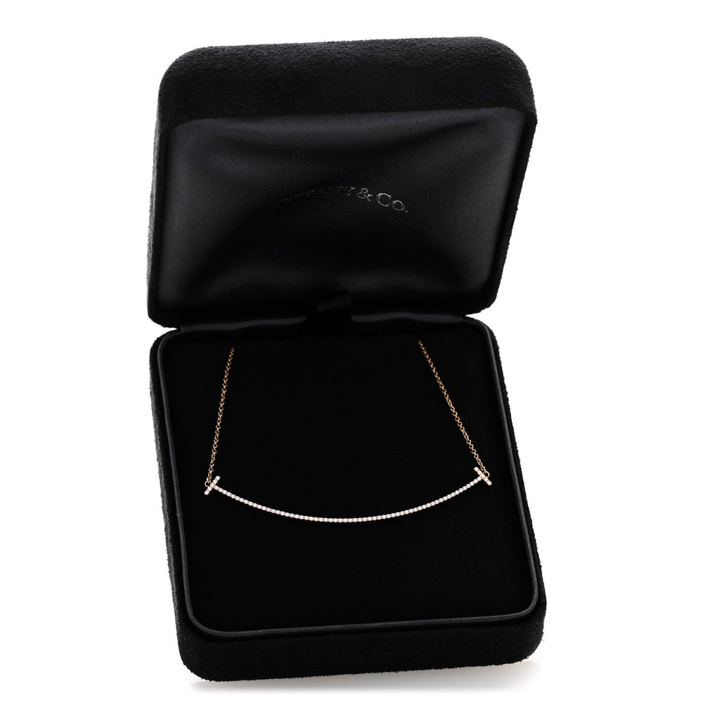 18K Rose Gold Diamond Large T Smile Pendant Necklace
