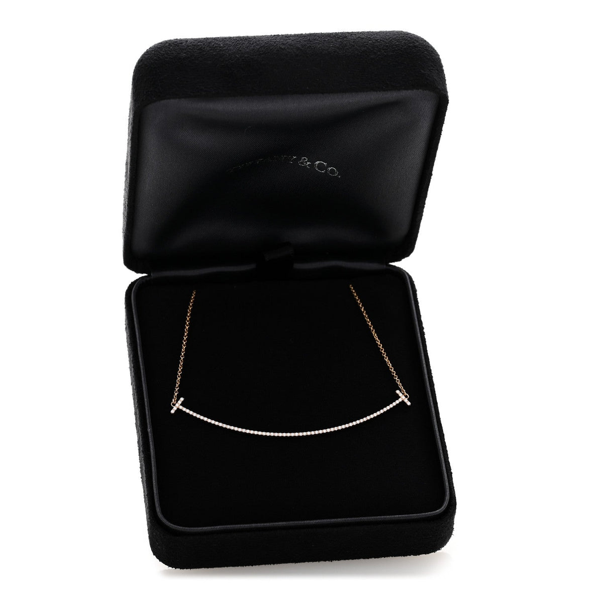 18K Rose Gold Diamond Large T Smile Pendant Necklace