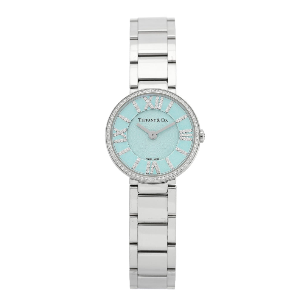 Stainless Steel Diamond Bezel 24mm Atlas 2-Hand Quartz Watch Ice Blue