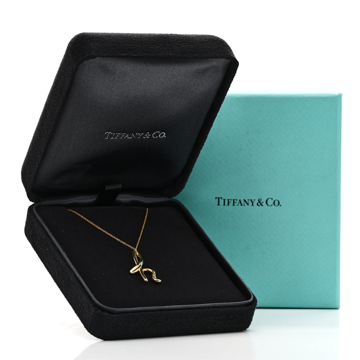 18K Yellow Gold Elsa Peretti Letter H Pendant Necklace
