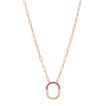18K Rose Gold Pink Sapphire Small Lock Pendant Necklace