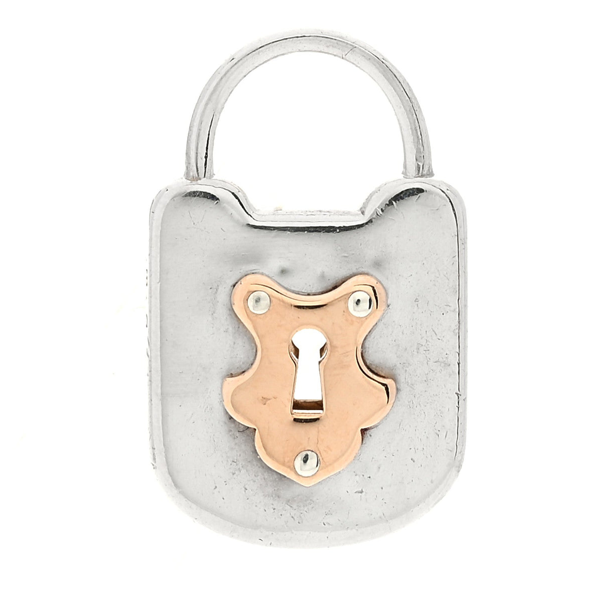 Sterling Silver 18K Rose Gold Lock Pendant