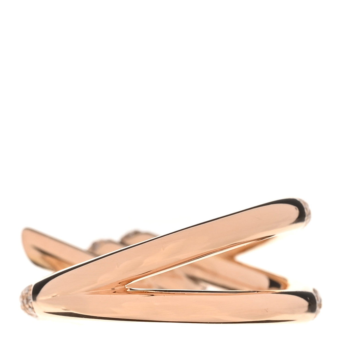 18K Rose Gold Diamond Knot Double Row Ring 53 6.5