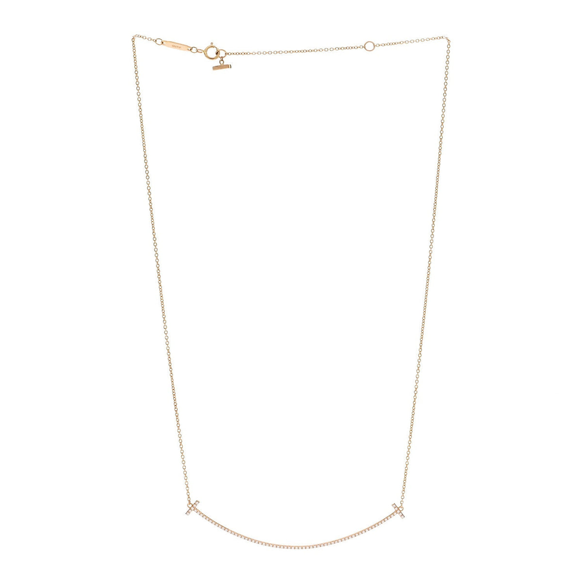 18K Rose Gold Diamond Large T Smile Pendant Necklace