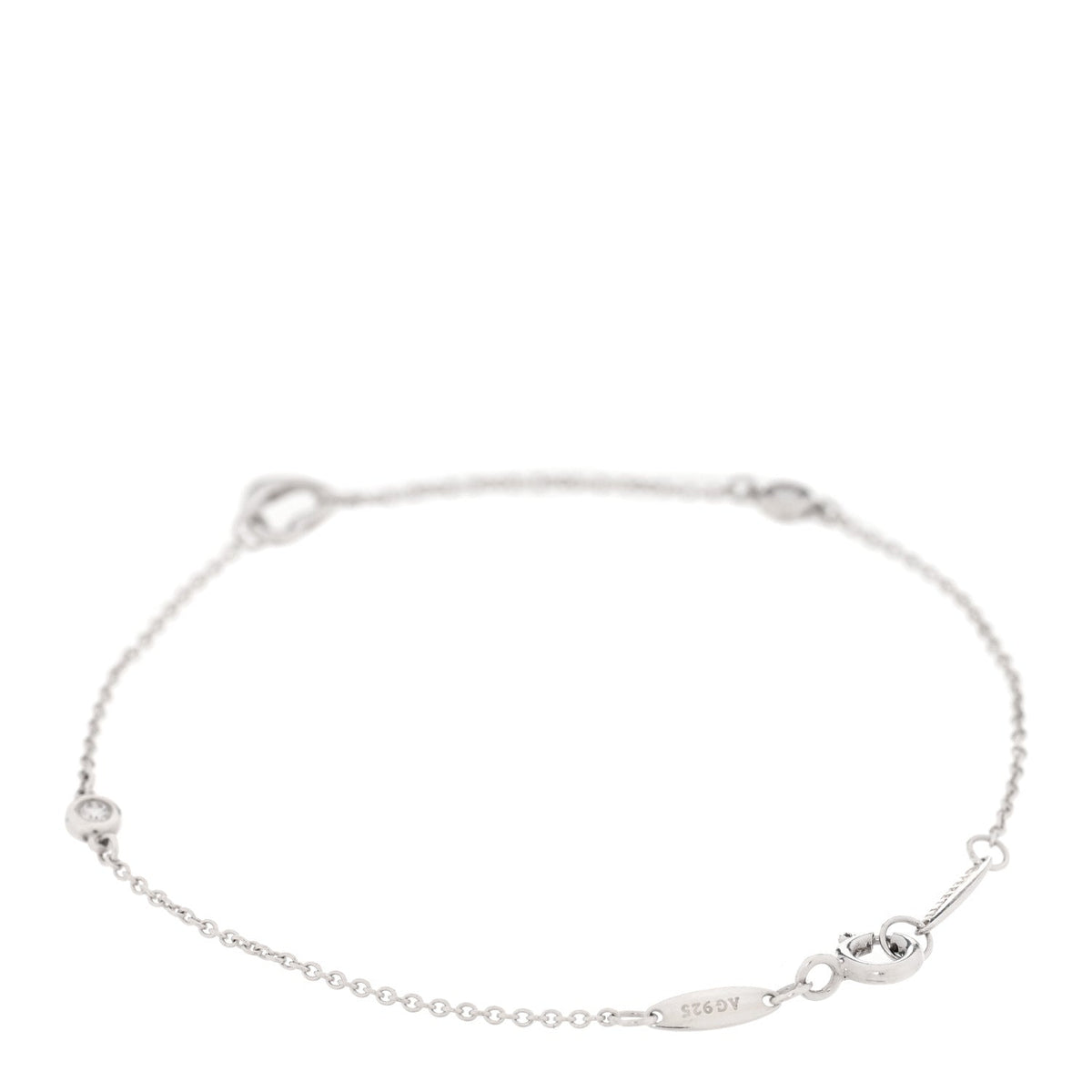Sterling Silver Diamond Elsa Peretti Diamonds by the Yard Open Heart Bracelet