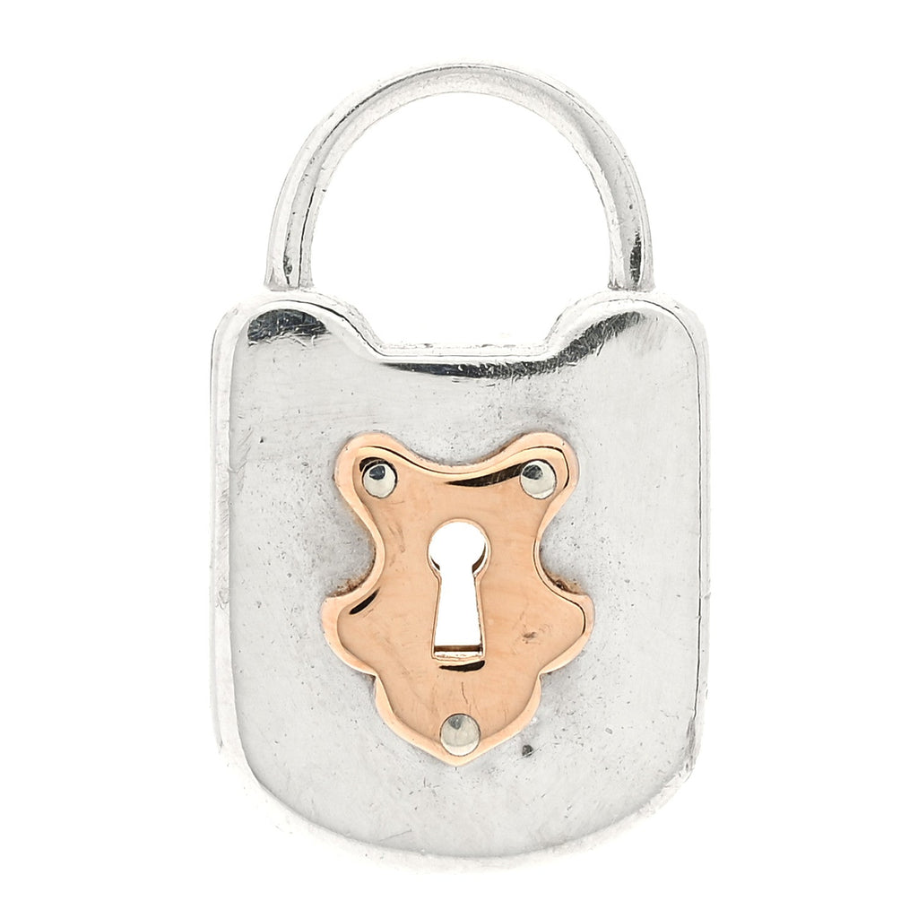 Sterling Silver 18K Rose Gold Lock Pendant