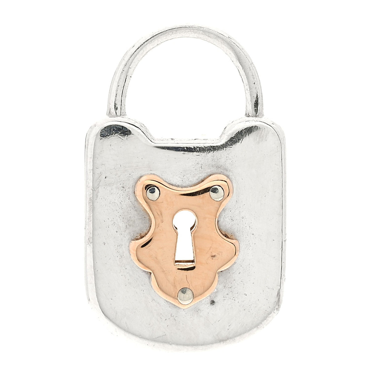 Sterling Silver 18K Rose Gold Lock Pendant