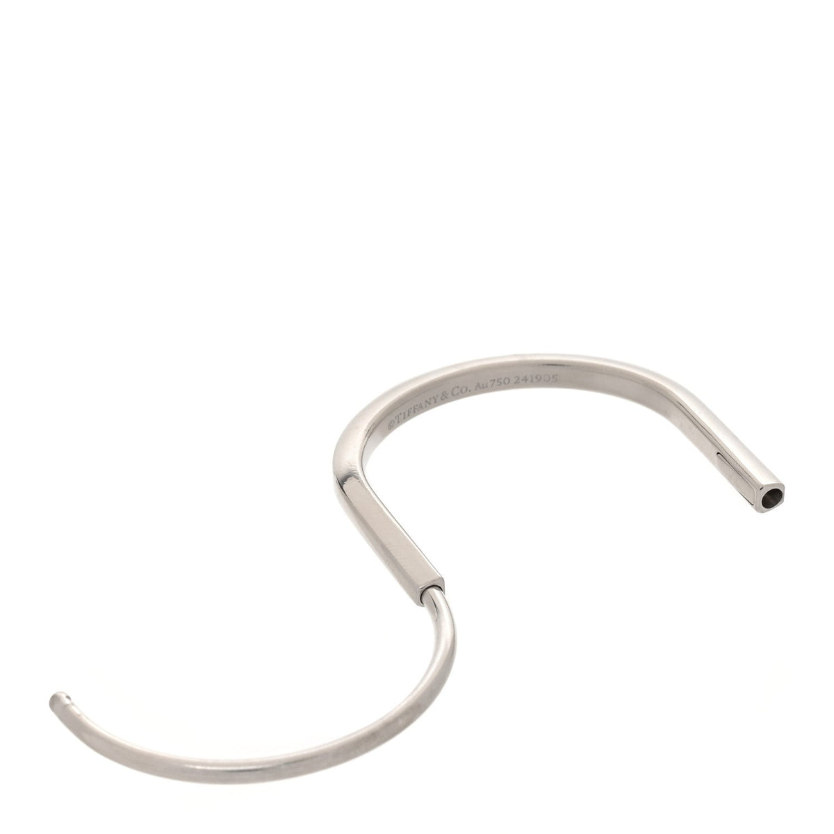 18K White Gold Lock Narrow Bangle Bracelet