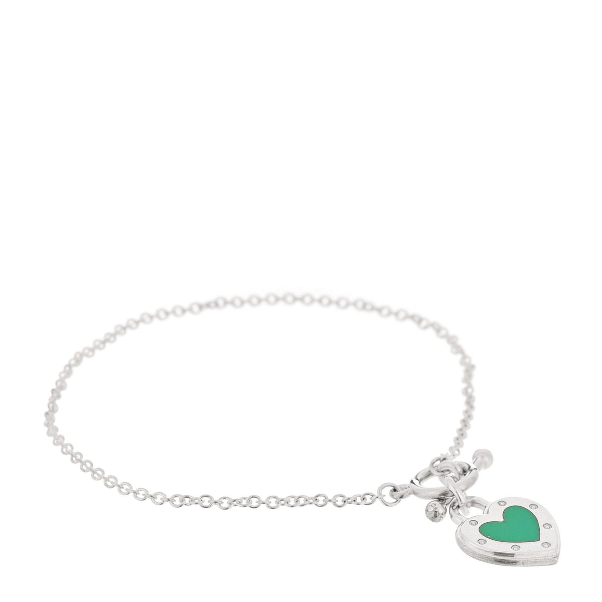 Sterling Silver Enamel Return to Tiffany Love Heart Tag Toggle Bracelet Blue