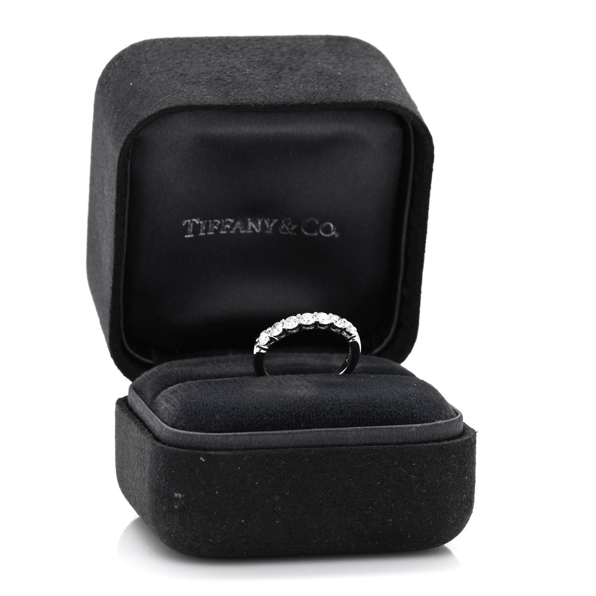Platinum Diamond 3mm Tiffany Forever Half Circle Band Ring 50 5.25
