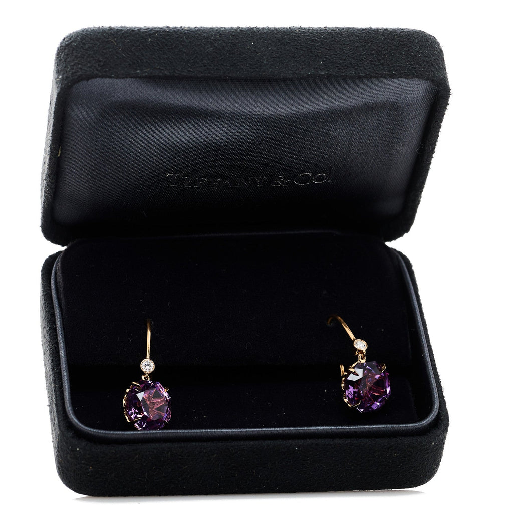 18K Rose Gold Diamond Amethyst Sparklers Drop Earrings