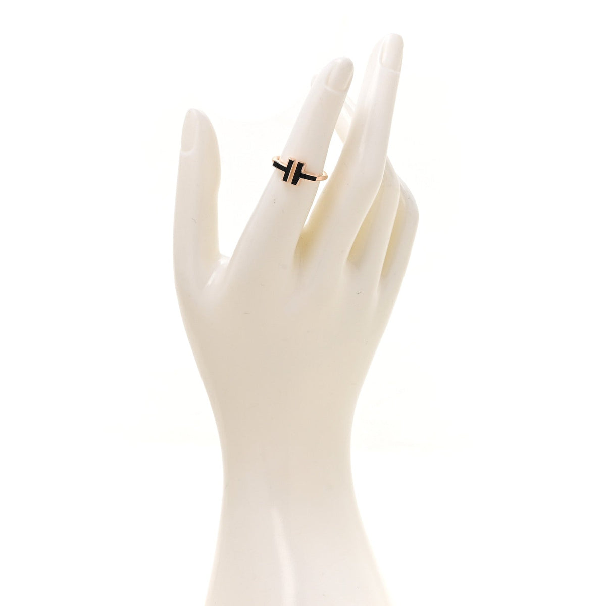 18K Rose Gold Black Onyx T Wire Ring 50 5.25