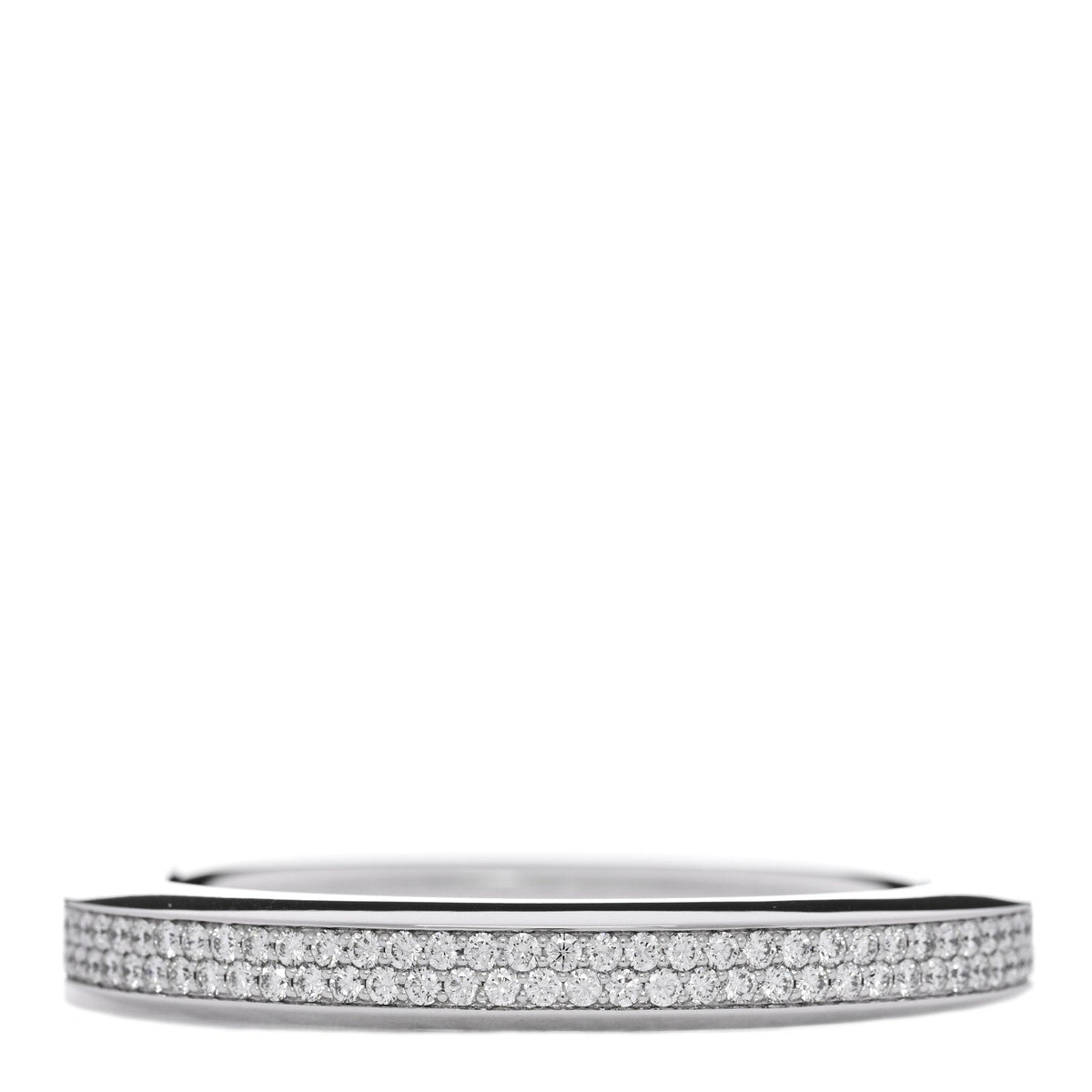 18K White Gold Diamond Tiffany Lock Bangle Pave Bracelet