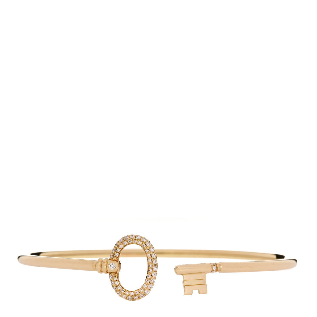 18K Yellow Gold Diamond Keys Wire Bracelet