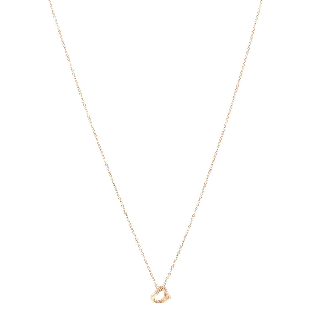 18K Rose Gold 7mm Elsa Peretti Open Heart Pendant Necklace