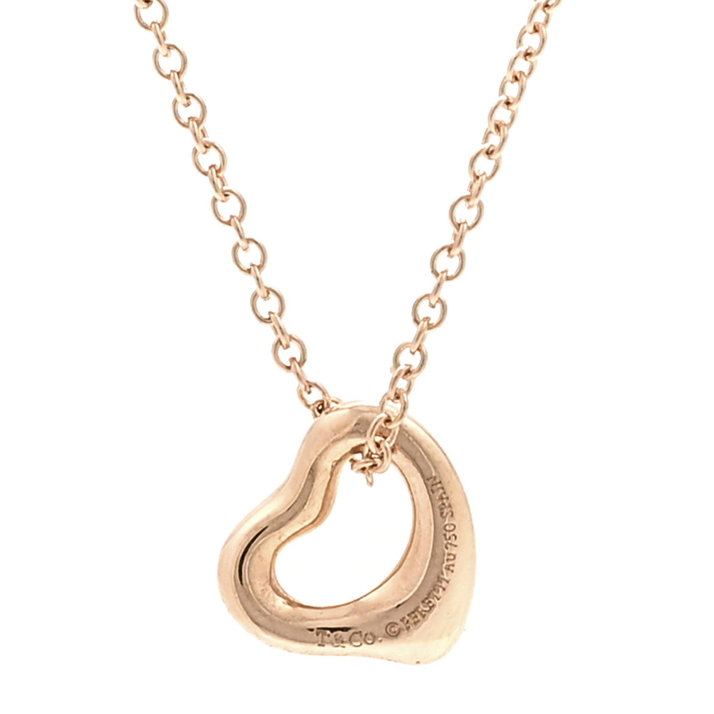 18K Rose Gold 7mm Elsa Peretti Open Heart Pendant Necklace