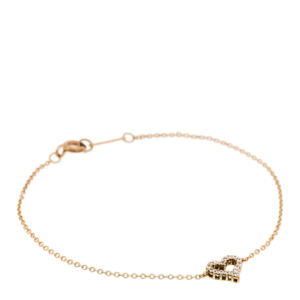 18K Yellow Gold Diamond Heart Bracelet