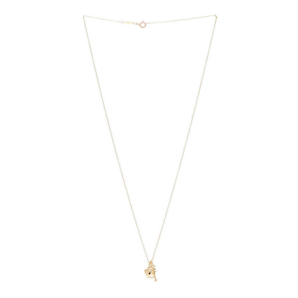 18K Yellow Gold Ampersand Arrow Heart Pendant Necklace