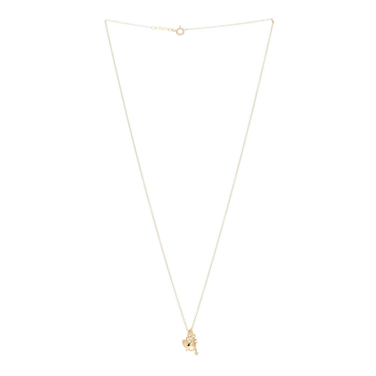 18K Yellow Gold Ampersand Arrow Heart Pendant Necklace