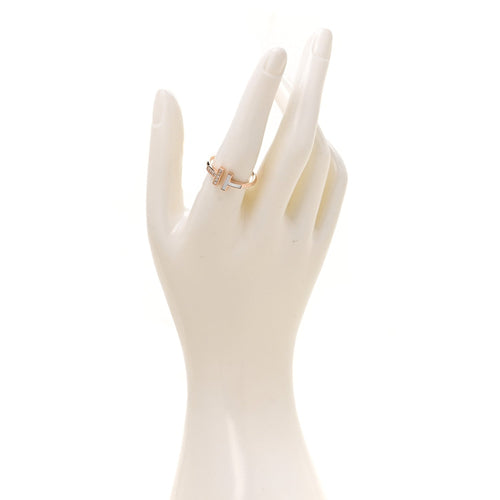 18K Rose Gold Diamond Mother of Pearl T Wire Ring 57 8