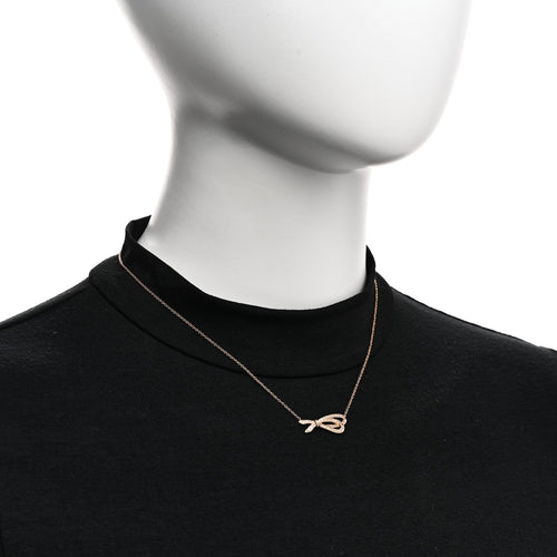 18K Rose Gold Diamond Mini Bow Pave Pendant Necklace