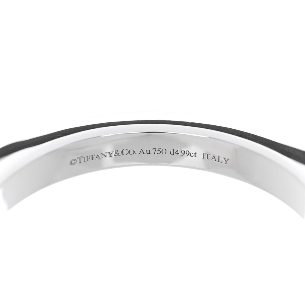 18K White Gold Diamond Tiffany Lock Bangle Pave Bracelet