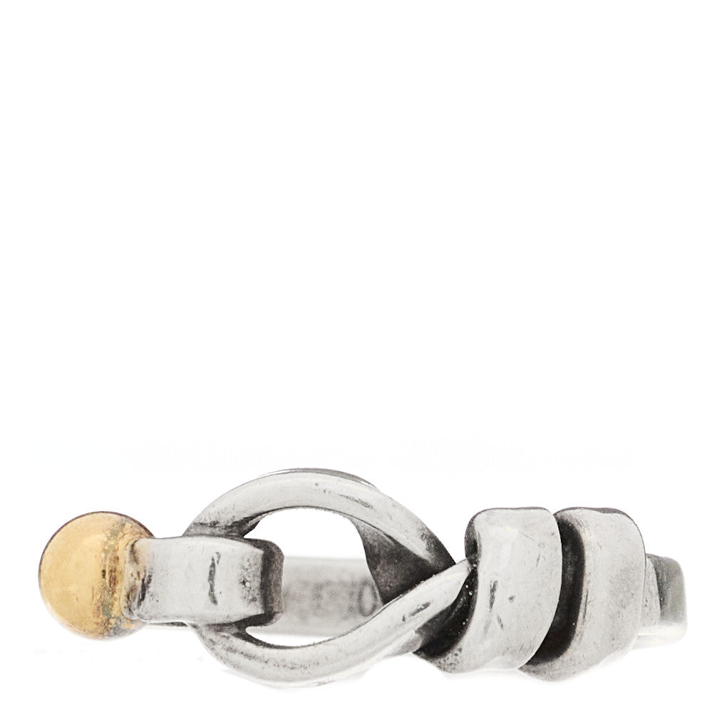 Sterling Silver 18K Yellow Gold Hook Ring 53 6.25