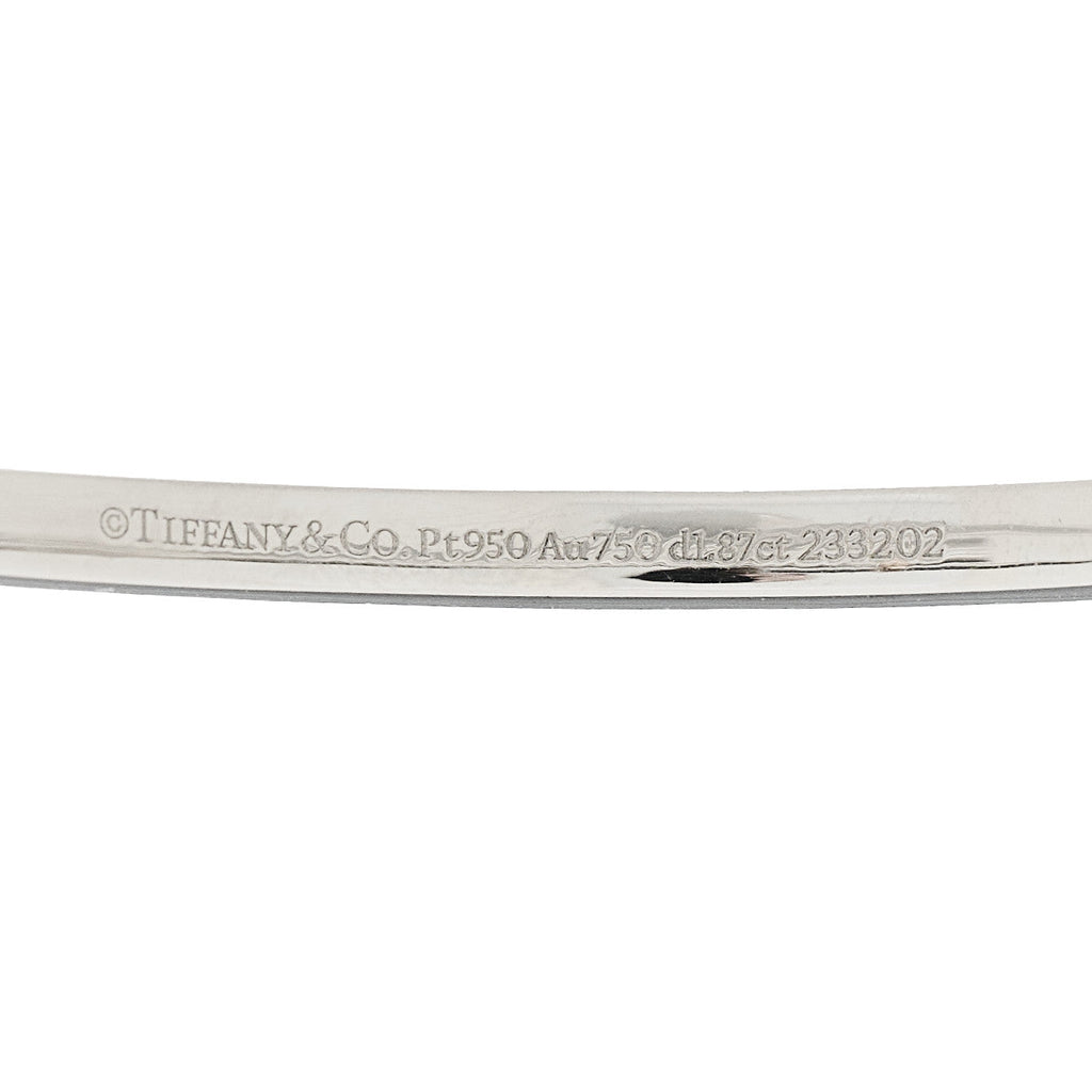Platinum 18K Yellow Gold Diamond Edge Hinged Bypass Bangle Bracelet