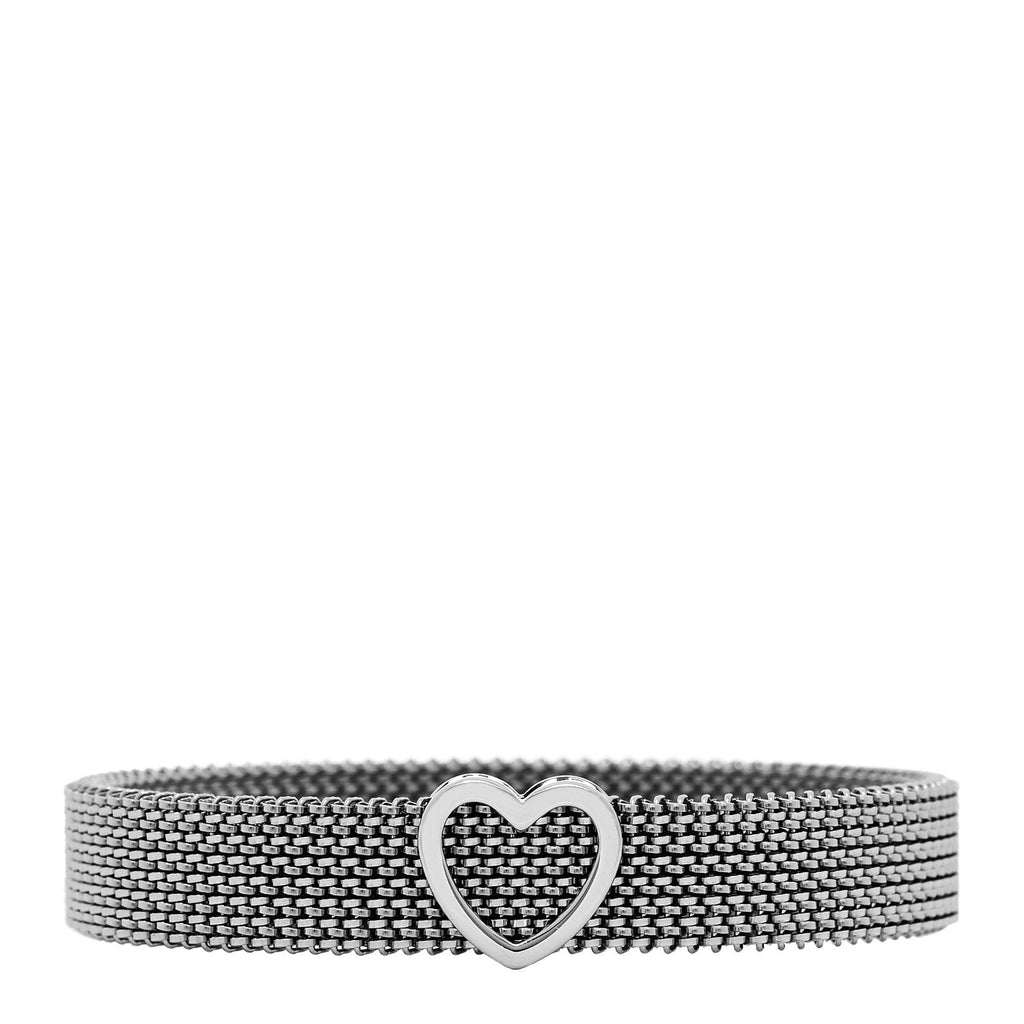 Stainless Steel Somerset Mesh Reversible Heart Bracelet
