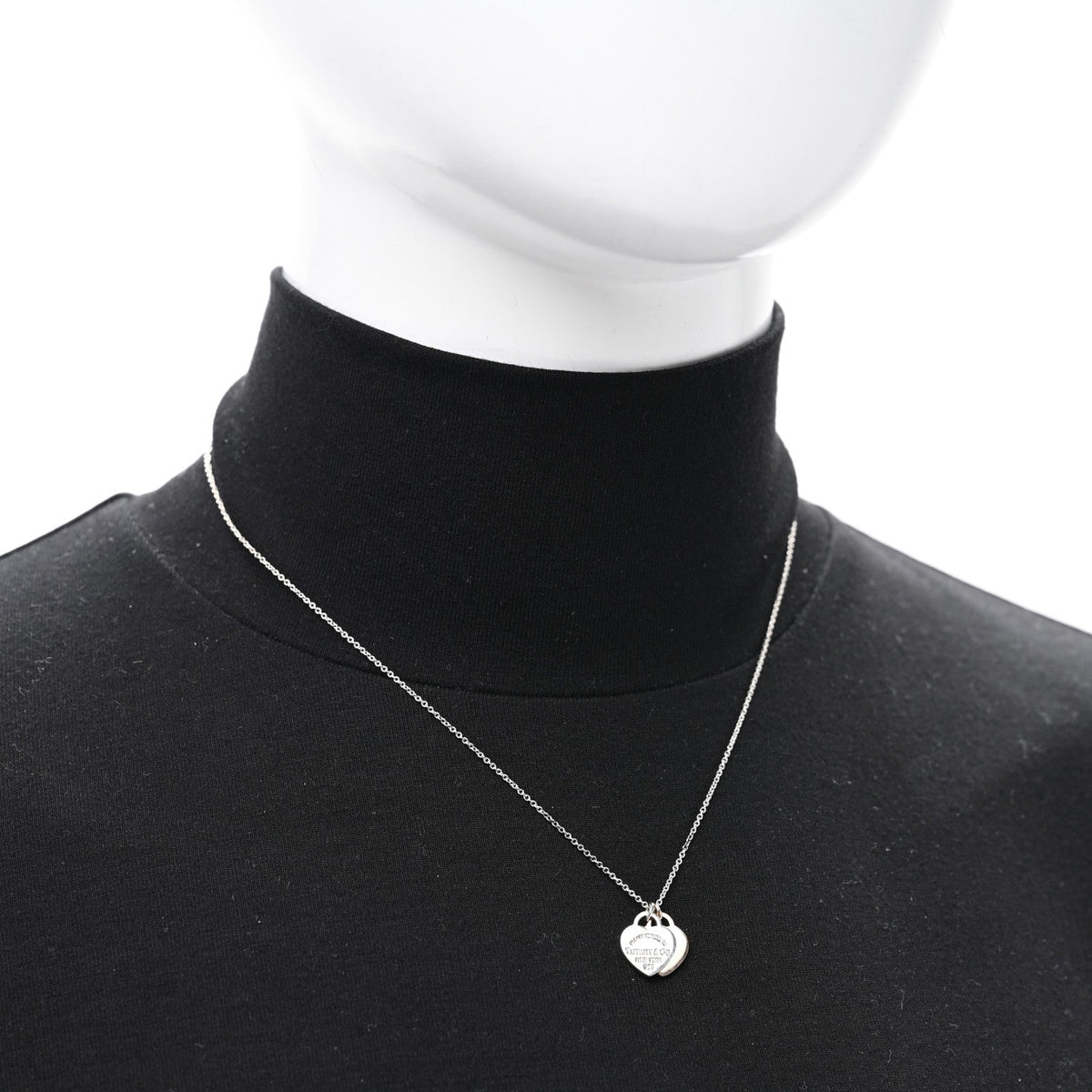 Sterling Silver 18K Rose Gold Mini Return To Tiffany Double Heart Tag Pendant Necklace