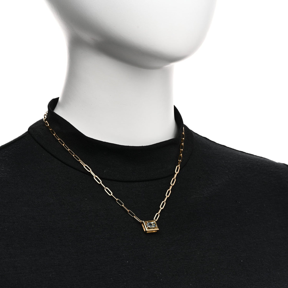 18K Yellow Gold Aquamarine Jewel Box Pendant Necklace