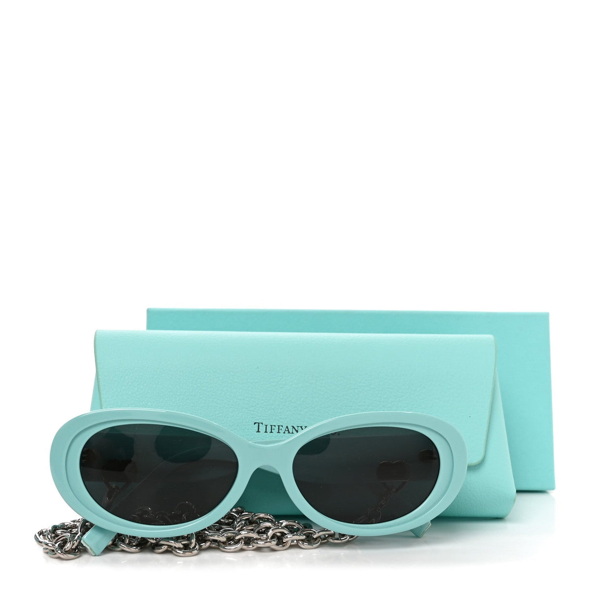 Acetate Return to Tiffany Oval Sunglasses TF 4221 Tiffany Blue Dark Gray