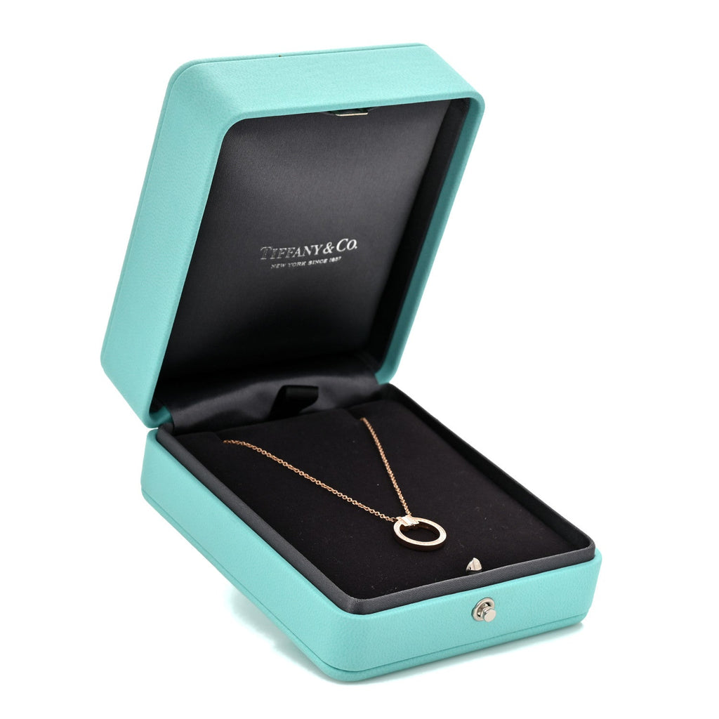 18K Rose Gold Diamond T Baguette Pave Pendant Necklace