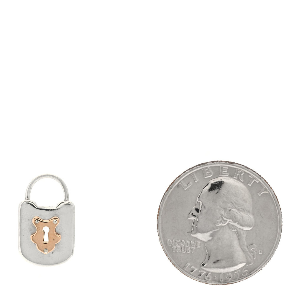 Sterling Silver 18K Rose Gold Lock Pendant