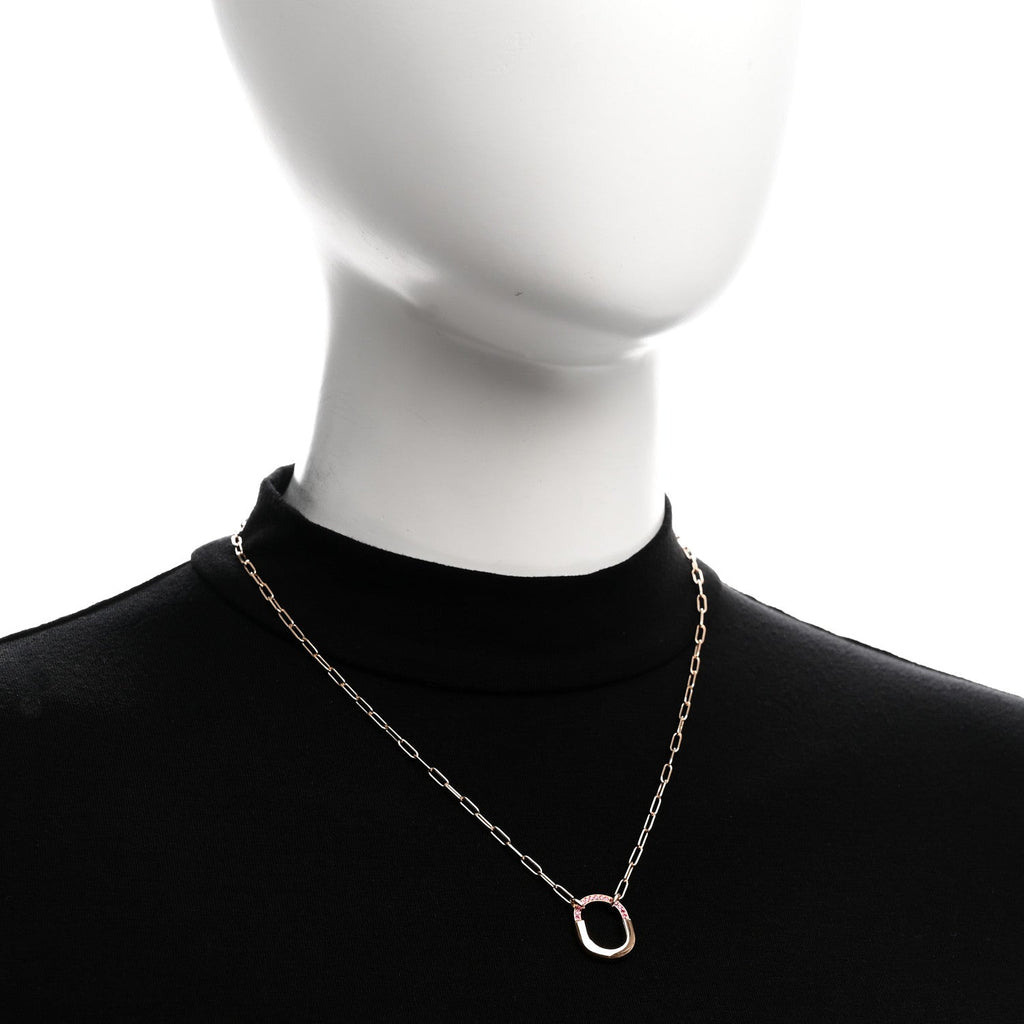 18K Rose Gold Pink Sapphire Small Lock Pendant Necklace