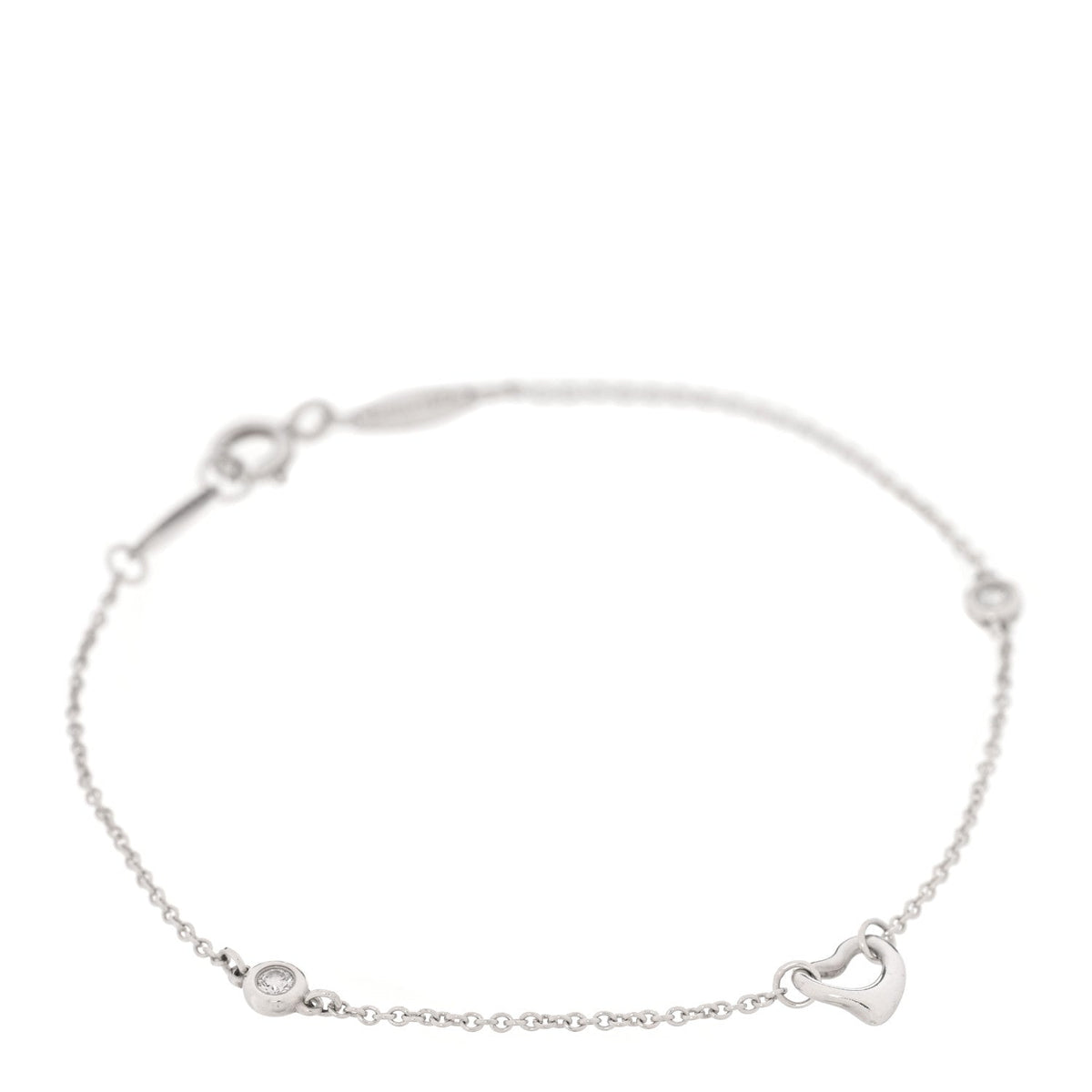 Sterling Silver Diamond Elsa Peretti Diamonds by the Yard Open Heart Bracelet