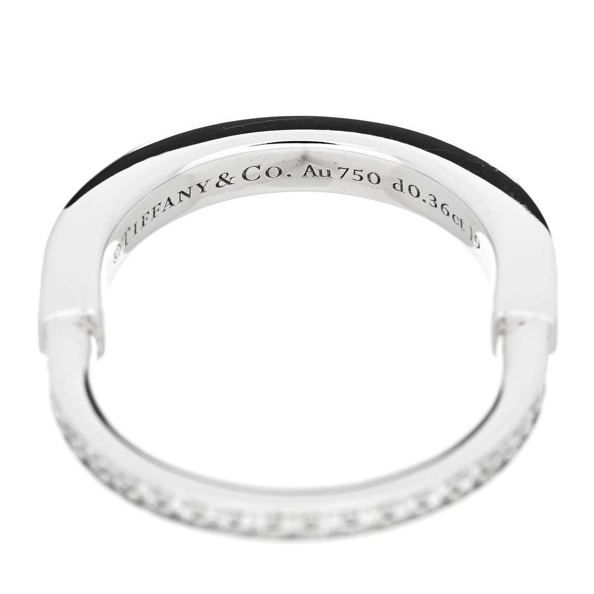 18K White Gold Diamond Lock Pave Ring 53 6.5