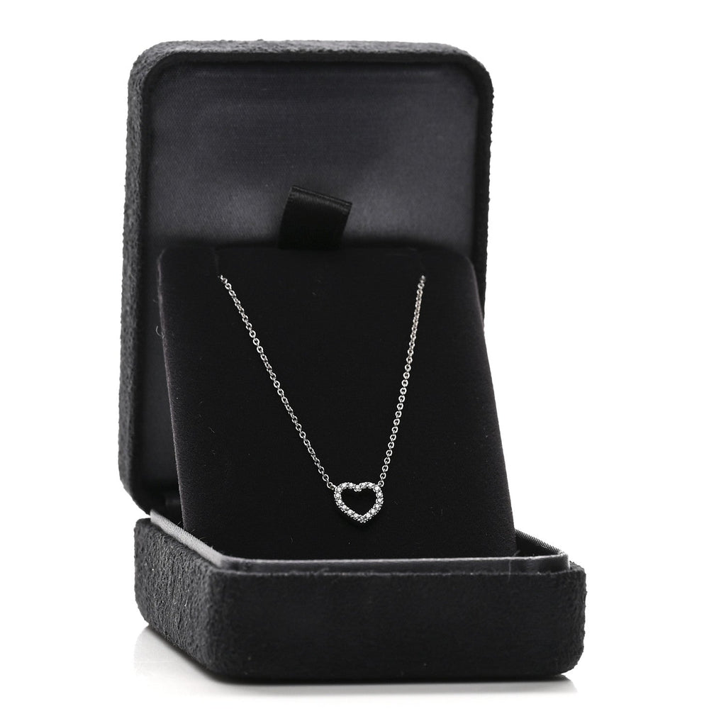 18K White Gold Diamond Metro Heart Pendant Necklace