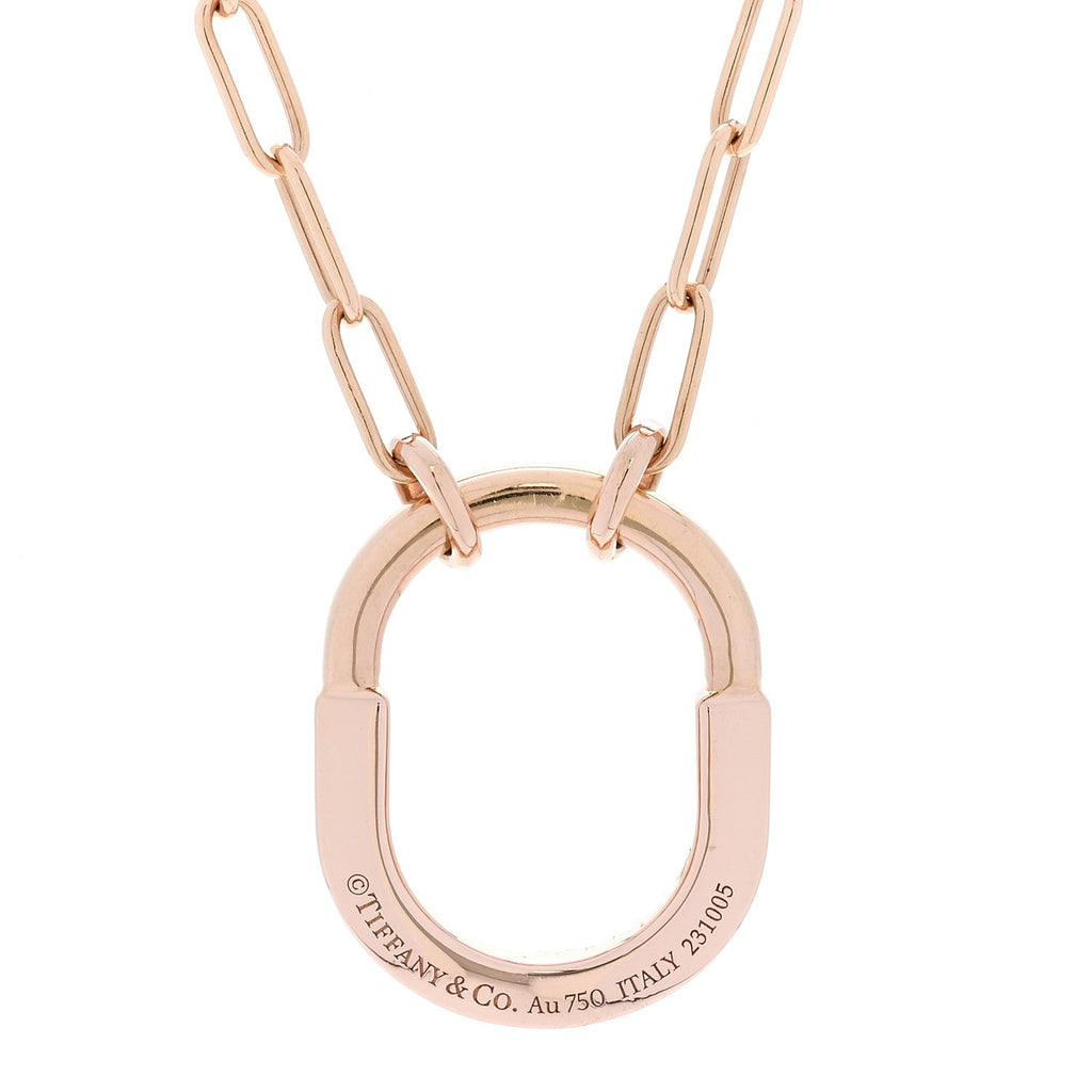 18K Rose Gold Pink Sapphire Small Lock Pendant Necklace