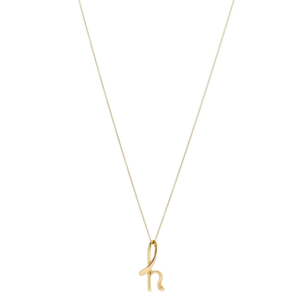 18K Yellow Gold Elsa Peretti Letter H Pendant Necklace