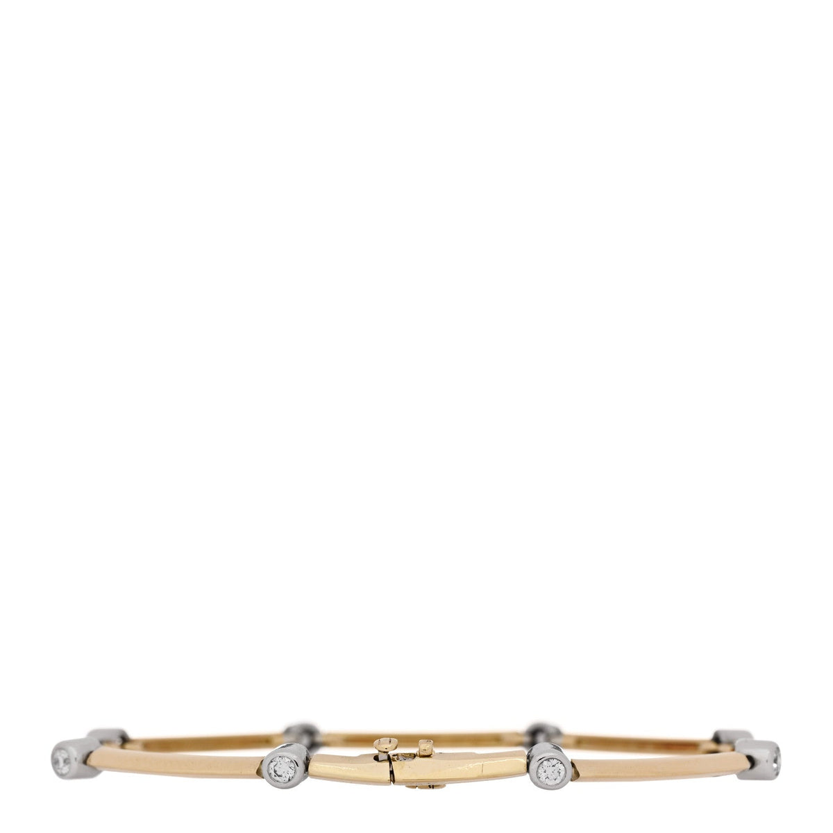 18K Yellow Gold Platinum Diamond Knife Edge Link Bracelet